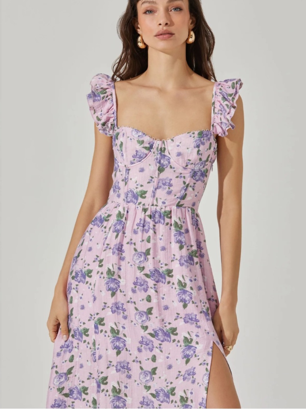 ASTR The Label Wedelia Print Midi Dress | Purple Floral | M | NWT - Picture 3 of 7